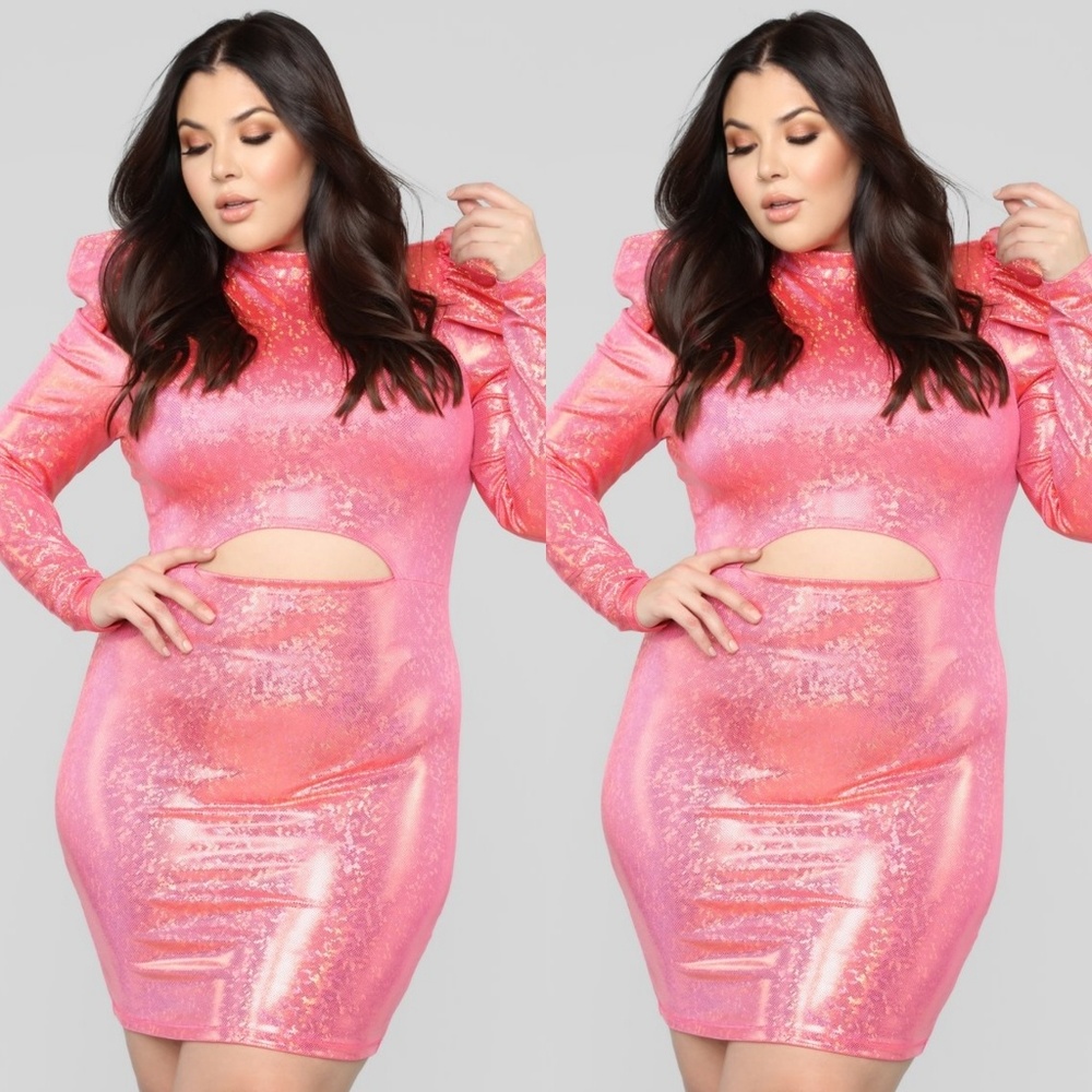 Plus Size Metallic Bodycon Dress